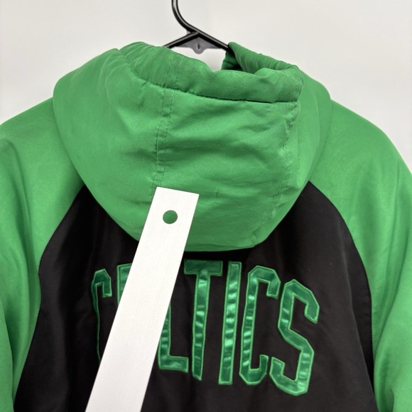 Vintage 90s Embroidered Boston Celtics Hooded Puffer Winter Coat Jacket Men L - Picture 10 of 12